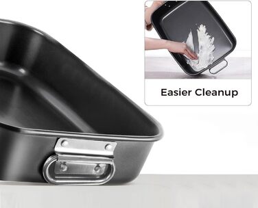 Форма для запікання LS Kitchen - Гратен для лазаньї з ручками, сталева жароміцна форма з антипригарним покриттям, набір 2 шт.