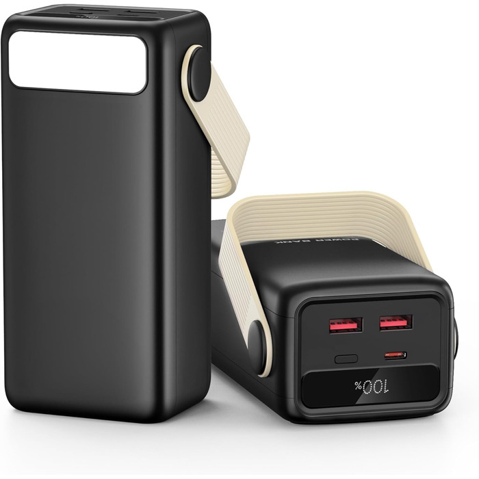 Power Bank 60000mAh 65W USB-C: Зовнішній акумулятор для ноутбука, смартфона, планшета (жовтий)