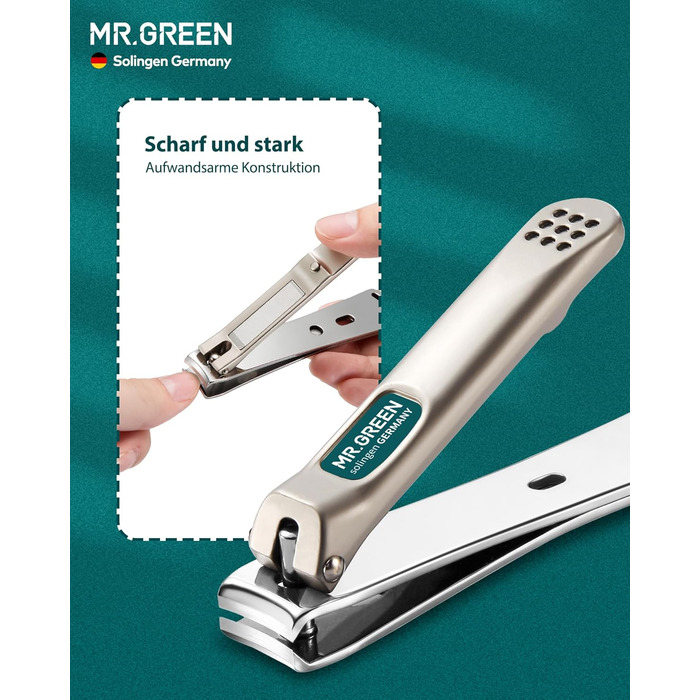 Набір для манікюру Mr. Green: 3 шт. кусачки для нігтів, пінцет, Solingen Edelstahl, шкіряний футляр