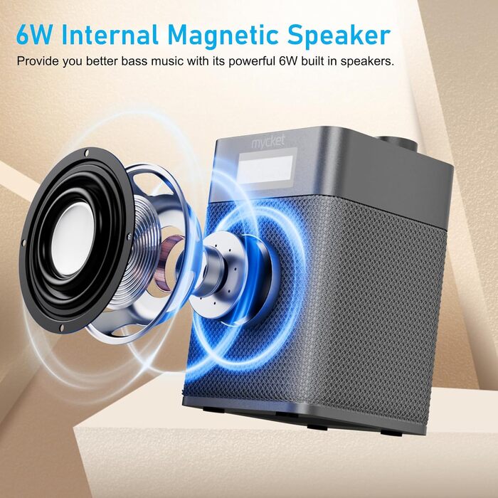 Портативне DAB/DAB+ радіо з цифровим UKW радіоприймачем, FM радіо з Bluetooth 5.0, USB, 80 попередніх станцій, LED дисплеєм сірого кольору