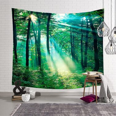 Лісовий гобелен Lieson Natur, 300x256 см, зелений настінний килим із зображенням джунглів для вітальні, спальні, декору стін