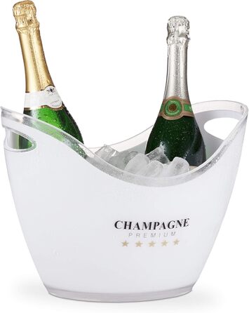 Relaxdays Champagne Cooler - 6L Premium Ice Bucket - White Drink Chiller for Parties