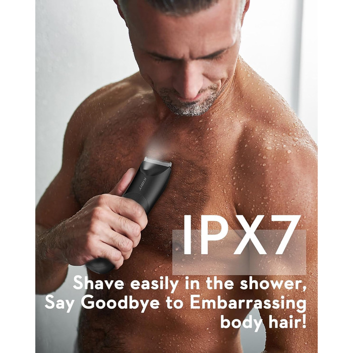 Електричний чоловічий триммер для тіла Kibiy з LED-дисплеєм, IPX7, олія для лез