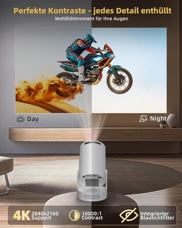 Beautiebeam Beamer: Міні проектор 4K з підтримкою 1080P, Android 11, Bluetooth 5.0, Wi-Fi 6, Автоматична корекція трапеції, для дому та на відкритому повітрі