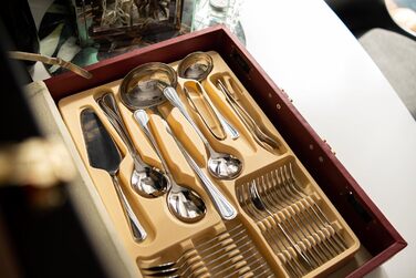 Набір столових приборів 72 предмети для 12 осіб з нержавіючої сталі 18/0 в кейсі - срібний столовий набір, придатний для миття в посудомийній машині - сучасні столові прибори, стійкі до корозії