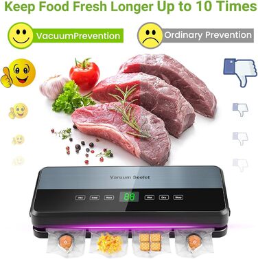 Вакуумний пакувальник 6-в-1 з мішками та рулонами, вбудований різак