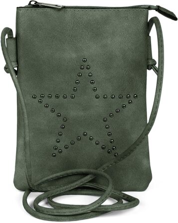 Сумка styleBREAKER Mini зірочка, жіноча сумка-месенджер, плечова сумка, оксамитова, темно-зелена 02012235