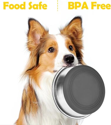 Набори мисок для собак з нержавіючої сталі (4 шт.) з антиковзким дном, для корму та води, підходять для собак маленьких, середніх та великих порід. Миски для собак з нержавіючої сталі, об'єм 900 мл.