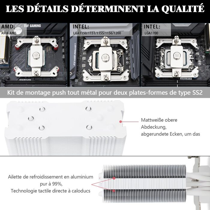 Thermalright Assassin King 120 SE WHITE ARGB: Кулер для CPU з 5 Heatpipes, тихий вентилятор PWM, сумісний з AM4/AM5/Intel LGA1150/1151/1200/1700/1851