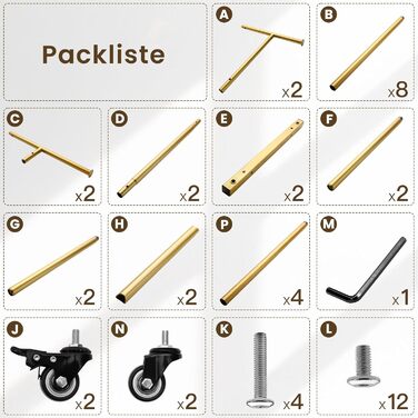 Стійка для одягу Sour Lemon на коліщатках, 95 кг, з подвійними перекладинами та полицею, золото (113x41x162 см)