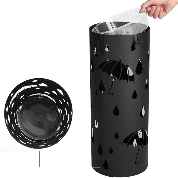 SONGMICS Umbrella Stand - White & Black, 49 x 19.5 cm - Durable & Stylish