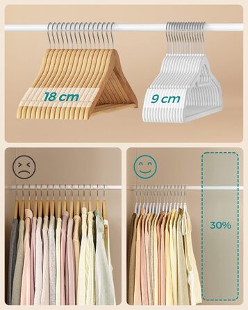 Плечики для одягу SONGMICS, велюрові, 50 шт., для пальто, штанів, краваток, обертовий гачок, 43,5 см, срібно-білий