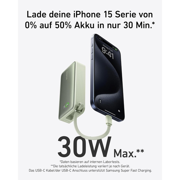 Powerbank Anker Nano 10000mAh з USB-C кабелем, PD 30W, 1xUSB-C, 1xUSB-A, для iPhone, MacBook, Galaxy, iPad, AirPods