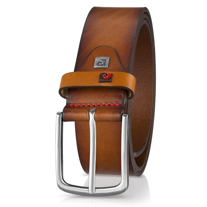 Чоловічий шкіряний ремінь Pierre Cardin, 40 мм, колір коньяк, 105 см