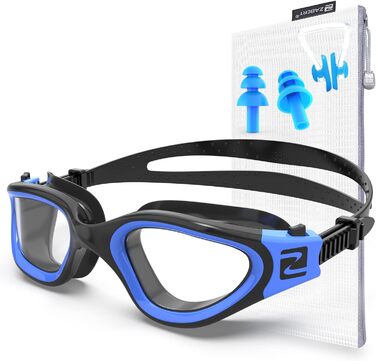 ZABERT W1 Плавальні окуляри для дорослих, антифог, UV-захист, водонепроникні, унісекс, чорні-сині, прозорі лінзи