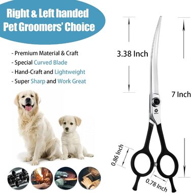 Ножиці для собак Dream Reach 6,5 дюйма, професійні, з нержавіючої сталі 440C, вигнуті, у подарунковій коробці, для грумінгу собак та котів