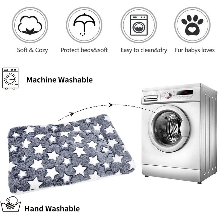 М'який флісовий плед для домашніх тварин (собаки/коти), блакитний фон з білими зірками, 89 x 68 см