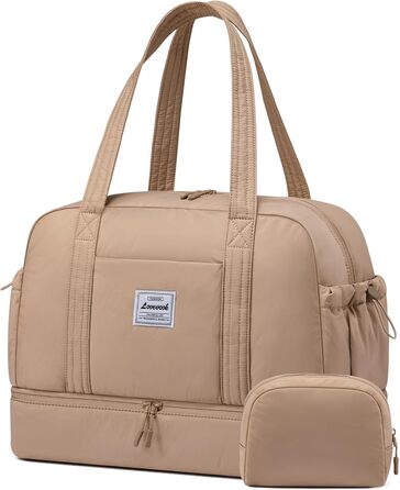 Сумка-мішок LOVEVOOK для подорожей, ручна поклажа, жіноча, велика, з відділенням для взуття, для спорту, фітнесу, подорожей, сауни, клініки, пологів, Khaki