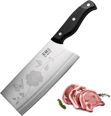 Кухонний ніж TJ POP Hackmesser для м'яса, професійний китайський кухонний ніж 18 см, гострий ніж м'ясника Full-Tang, сталь 30Cr13, товщина леза 2 мм, серія TC17068 для кухні та ресторану