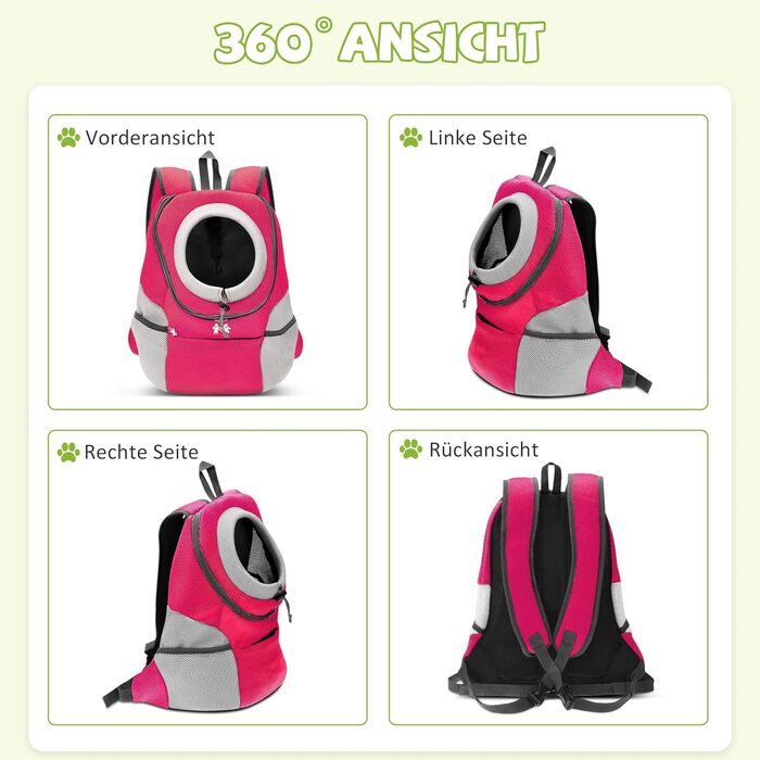 Рюкзак для собак та котів ALLSOPETS, XL, рожевий - переноска для собак, котів, велосипедна переноска, рюкзак для хатніх тварин