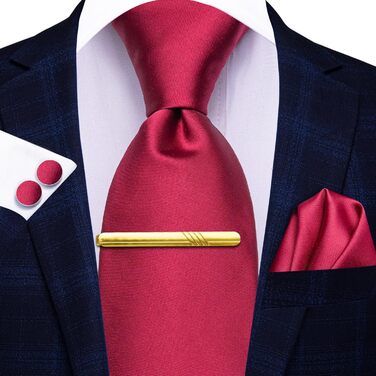 Чоловіча краватка Hi-Tie з шовку: формальний комплект з кишеньковою хустинкою та затискачами для манжетів (весілля, бізнес)