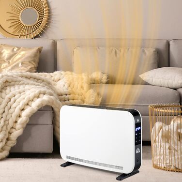 Електричний обігрівач HOMCOM 2000W з 3 режимами нагріву, LED-дисплеєм та таймером, для приміщень до 18 м²