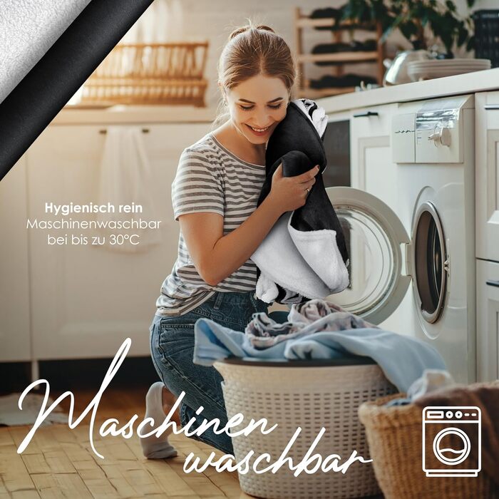 Плед KESSER® з м'якого флісу та шерпи, теплий та затишний, 220 x 240 см (XXL), чорний