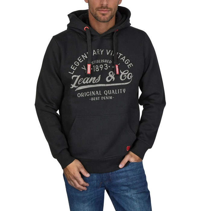 Чоловічий худі riverso Regular Fit RIVArmin з капюшоном та принтом, чорний (3XL)