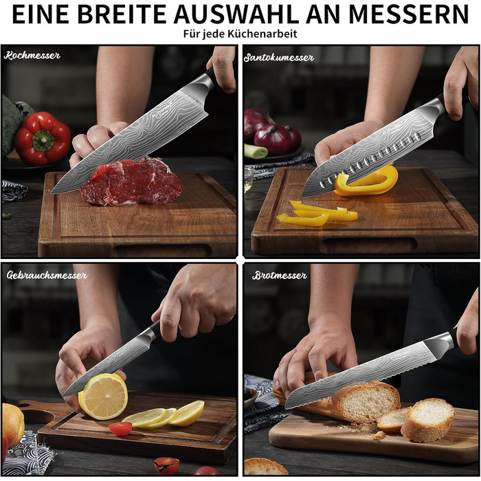 Набір кухонних ножів FUTHVWIN 7 предметів: професійний набір з японської високоякісної сталі з ергономічною ручкою, у подарунковій коробці