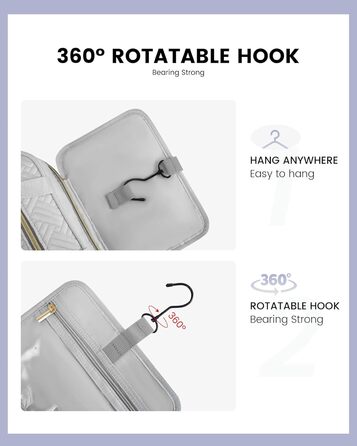 Чоловіча/Жіноча косметичка OVEVOOK водонепроникна, велика, з гачками, для подорожей (Світло-сіра, M)