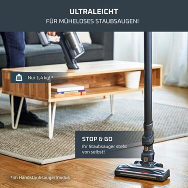 Rowenta X-Pert 6.60 акумуляторний пилосос: потужність 100W, 45 хв роботи, бездротовий, без мішка, LED-насадка, легкий, 0,55 л контейнер для сміття, насадка для щілин та кріплення на стіну, чорний/темно-сірий, RH6831EO