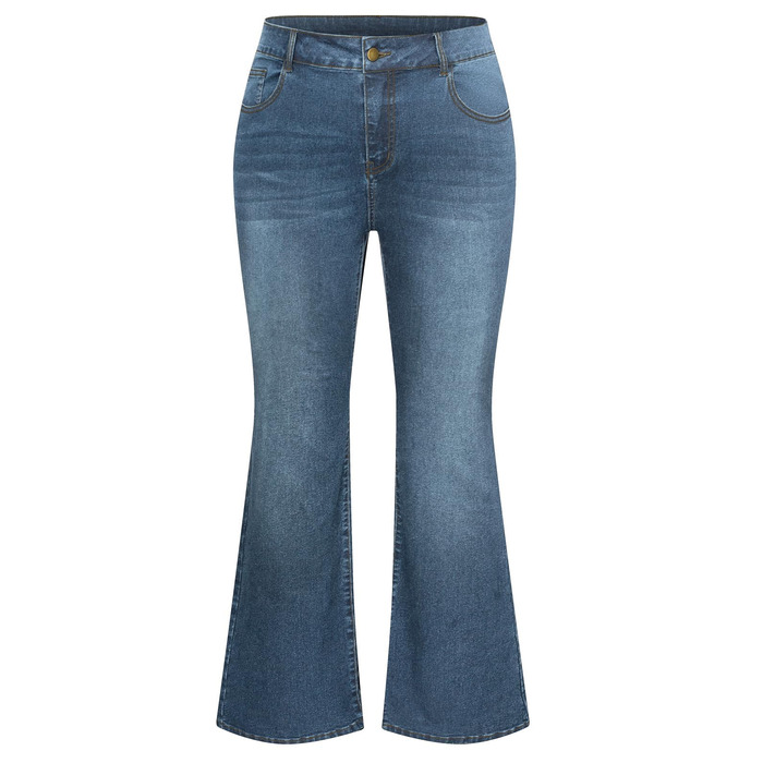 Жіночі джинси Bootcut Hanna Nikole великого розміру, висока талія, блакитно-сірі, еластичні (48 розмірів)