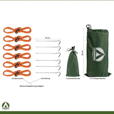 Тент Zamper Zelt-Plane 3x3m: водовідштовхуючий сонцезахисний тент для кемпінгу та відпочинку на природі (зелений)