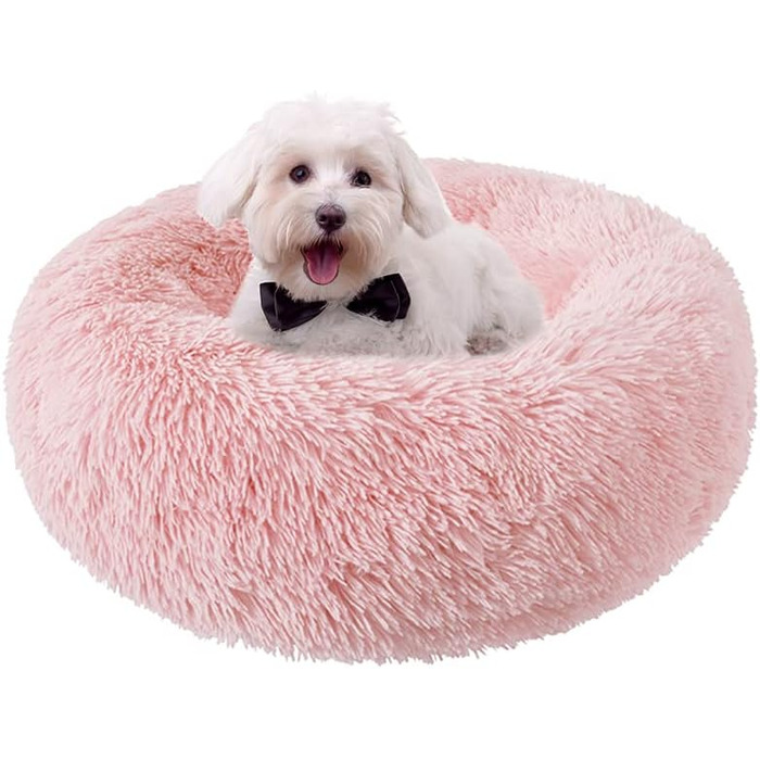 Кругле ліжко для котів та собак Nisrada, 60 см, рожеве, з неслизьким дном