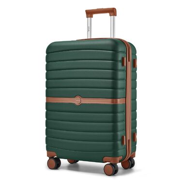 Чемодан KONO - Набір 3 шт. з ABS+PC, з коліщатами та кодовим замком (66см, темно-зелений/коричневий)