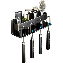 Electric Toothbrush Holder Wall Toothbrush Holder Self-Adhesive No Drilling for Bathroom, Space Aluminum, Hand Toothbrush, Toothpaste, Cup Storage