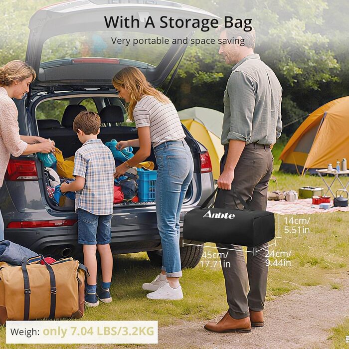 Складний кемпінговий стіл Anbte алюмінієвий 67x58 см, регульована висота (44/70 см), вантажопідйомність до 150 кг, з сумкою для зберігання - для пікніка, саду, балкону