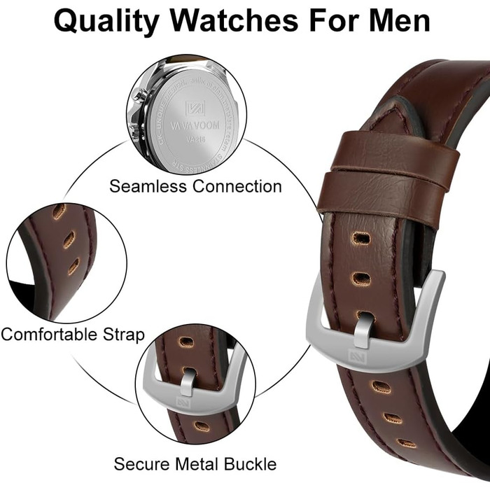 Чоловічий годинник OFF-CUP з датою: кварцовий хронограф на шкіряному ремінці. Елегантний аксесуар для чоловіків, casual та business стилю. Чудовий подарунок (біло-коричневий)