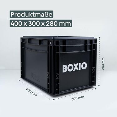 BOXIO – SOLO: Storage Box with Lid – Eurobox 40x30 x 28 cm – perfect plastic box/transport box made of plastic for camping, boat, cellar or garden - stackable with other Euroboxes