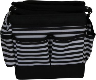 Everything Mary Blaugruner, geometric deluxe store and tote bag, organizer for crafts, sewing, paper, art, desk, canvas, accessories, storage with handles for travel (black and white stripes)