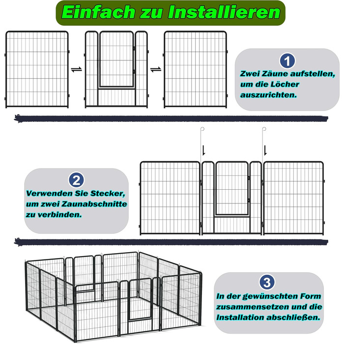 Кія для собак, вольєр для цуценят, металевий вольєр 65x80 см, чорний, для собак, котів, кроликів