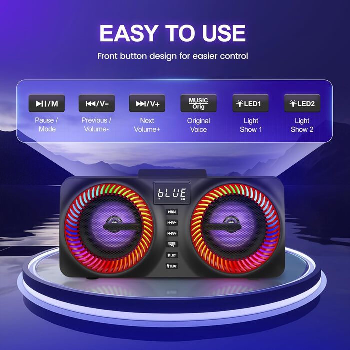 Портативна караоке-система з 2 бездротовими мікрофонами та 30W потужністю, NT001-RED-US