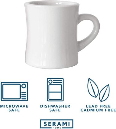 Serami Original Coffee Mug Set, 325 ml, White, Ceramic Mugs, ideal for kitchen, travel, and hot tea, Retro Waffle House Mug with Handle, Durable Coffee Mugs (2 pieces)