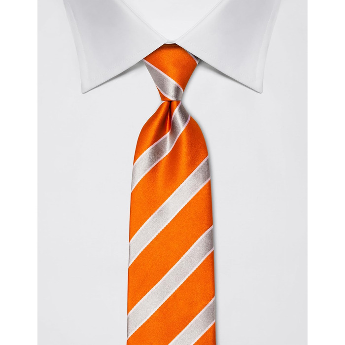 Краватка чоловіча Vincenzo Boretti, шовк, смугаста, помаранчева, 8 см, для костюма та сорочки, діловий стиль, весілля