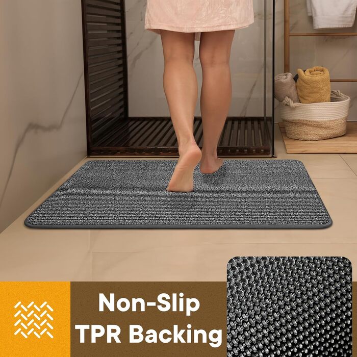 При entryway килимок Mibao 50x80 см, вологопоглинаючий антиковзаючий килим для вхідних дверей, світло-сірий