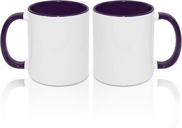 MR.R 11 Unzen Sublimation blank mugs, blank white mug, mug with purple color inside and handle, set of 6