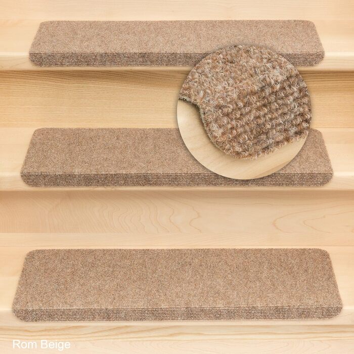 Ramon Rectangular Step Mats by Kettelservice-Metzker - Beige, No Plastic Corners
