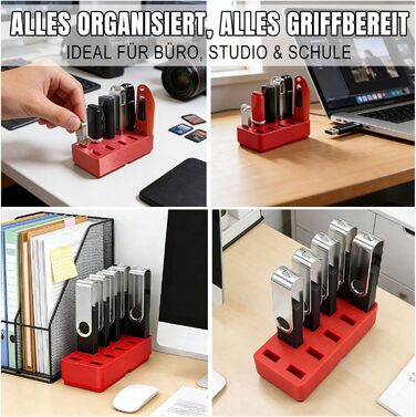 Органайзер для USB-накопичувачів TATMOHIK: сумка-чохол для 10 USB-флешок, аксесуари для зберігання, червоний