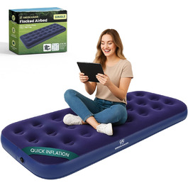 Надувне двомісне кемпінгове ліжко Green Haven – водонепроникна повітряна матрац, швидко надувається, для кемпінгу та гостей, темно-синій