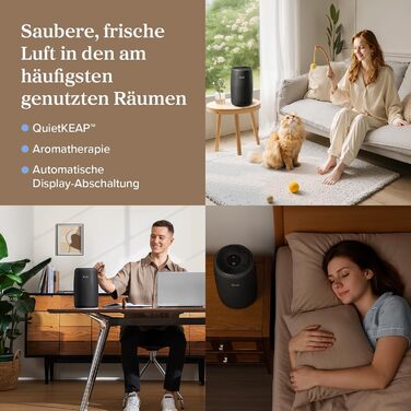 Повітряний фільтр Levoit для алергіків з ароматерапією, HEPA фільтр проти цвілі, пилу та шерсті тварин, білий (чорний), 1 шт.